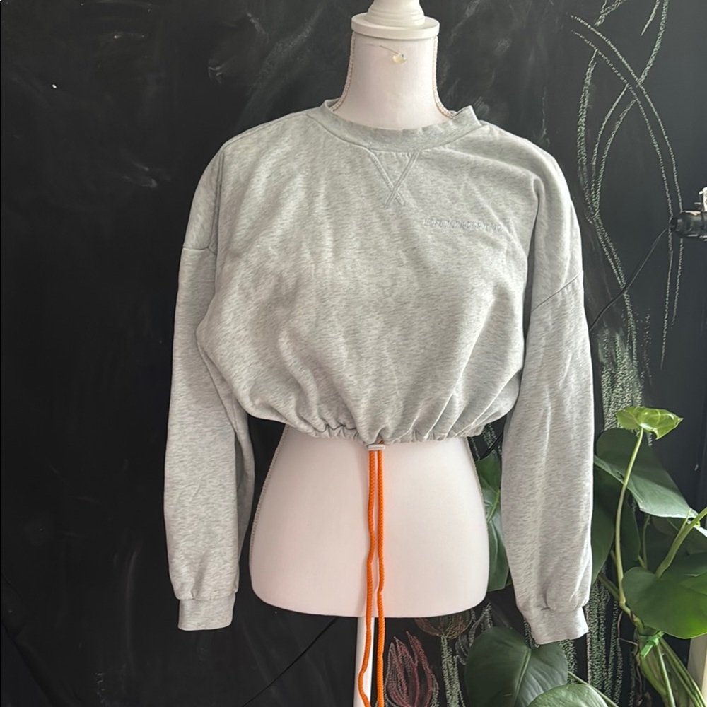 Gray Sweatshirt with Orange Accents